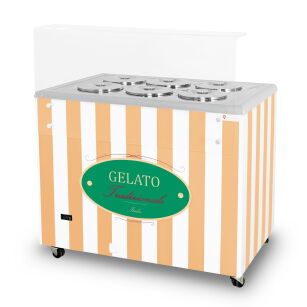 Dystrybutor do lodów | witryna do lodów | konserwator | retro | 6 tub | okrągłe kuwety | 1063x670x895 mm | GELATO POZETTI 6 BEIGE GELATO POZETTI 6 BEIGE