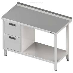 Stół przyścienny z blokiem dwóch szuflad (L),i półką 1200x600x850 mm 980266120
