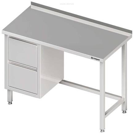 Stół przyścienny z blokiem dwóch szuflad (L),bez półki 1500x600x850 mm 980246150