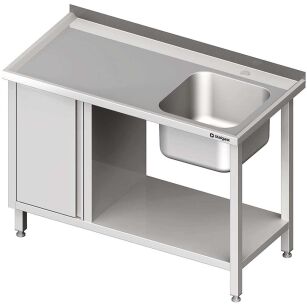 Stół ze zlew 1-kom.(P), z szafką i półką 1100x700x850 mm 980977110