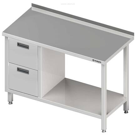 Stół przyścienny z blokiem dwóch szuflad (L),i półką 1800x600x850 mm 980266180