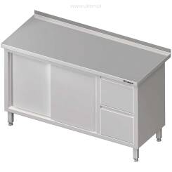 Stół przyścienny z blokiem dwóch szuflad (P),drzwi suwane 1400x700x850 mm 980357140