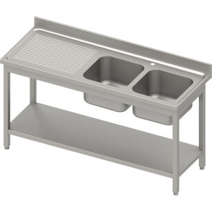 Stół ze zlewem 2-kom.(P),z półką 1800x700x850 mm skręcany, blat tłoczony,rant puszkowy 100x15x10 984597180