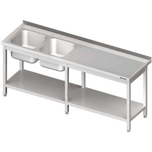 Stół ze zlewem 2-kom.(L),z półką 2800x600x850 mm 980856280