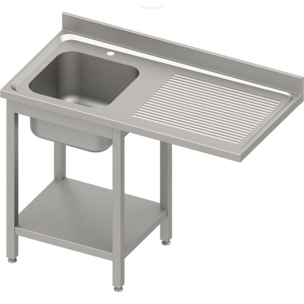 Stół ze zlewem 1-kom.(L) i miejscem na lodówkę lub zmywarkę 1800x700x900 mm spawany, blat tłoczony,rant puszkowy 100x15x10 984907180S