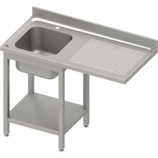 Stół ze zlewem 1-kom.(L) i miejscem na lodówkę lub zmywarkę 1800x700x900 mm spawany, blat tłoczony,rant puszkowy 100x15x10 984907180S