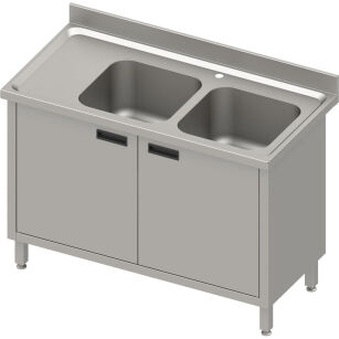 Stół ze zlewem 2-kom.(P),drzwi skrzydłowe 1300x700x850 mm, blat tłoczony,rant puszkowy 100x15x10 984627130