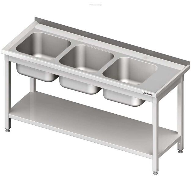 Stół ze zlewem 3-kom.(L),z półką 1800x700x850 mm skręcany 981147180