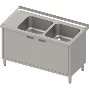 Stół ze zlewem 2-kom.(P),drzwi skrzydłowe 1200x700x850 mm, blat tłoczony 983977120
