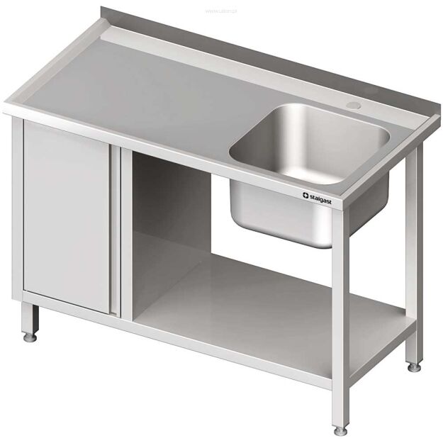 Stół ze zlew 1-kom.(P), z szafką i półką 1500x600x850 mm 980976150