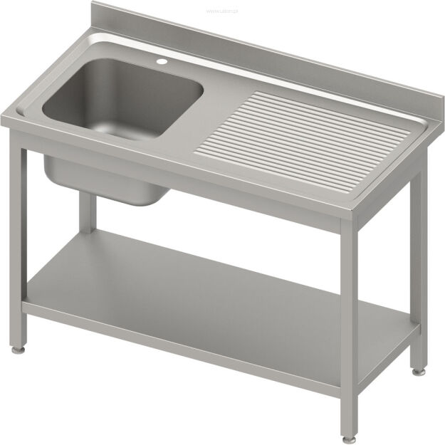 Stół ze zlewem 1-kom.(L),z półką 1700x700x850 mm skręcany, blat tłoczony,rant puszkowy 100x15x10 984477170