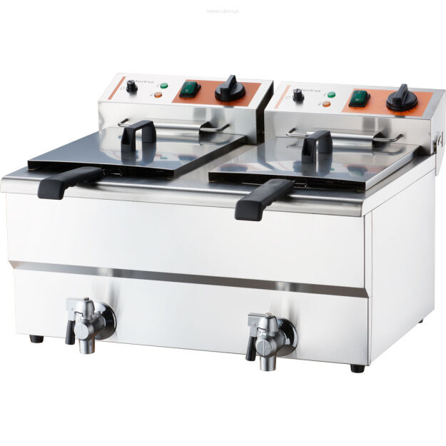 Frytownica elektryczna z kranem, 2-komorowa, Caterina, V 2x8 l, P 2x3 kW 746097