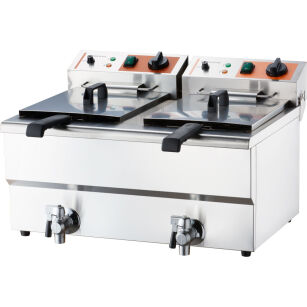 Frytownica elektryczna z kranem, 2-komorowa, Caterina, V 2x8 l, P 2x3 kW 746097