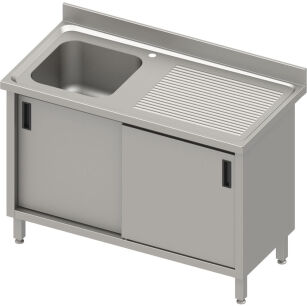 Stół ze zlewem 1-kom.(L),drzwi suwane 1700x700x850 mm, blat tłoczony,rant puszkowy 100x15x10 984527170
