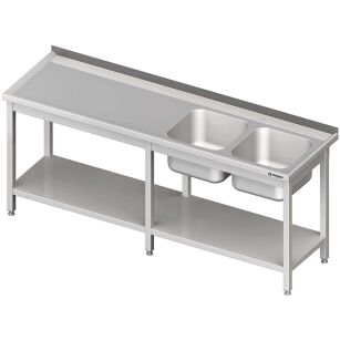 Stół ze zlewem 2-kom.(P),z półką 2400x600x850 mm 980836240