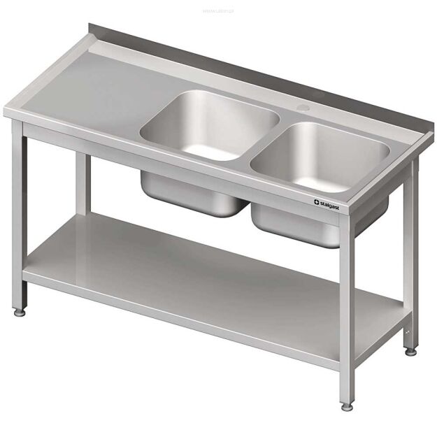 Stół ze zlewem 2-kom.(P),z półką 1800x700x850 mm spawany 980827180S